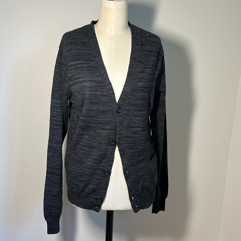 Marc by Marc Jacobs Merino Wool Cardigan Marled Heathered Black Grey M Medium
